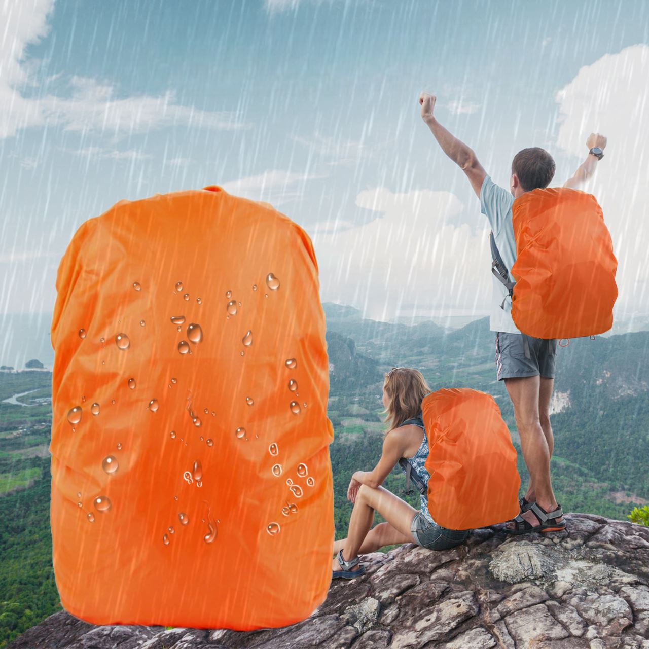 Housse de Pluie Sac à Dos - HoussePluie™ - Orange - Nature Évasion